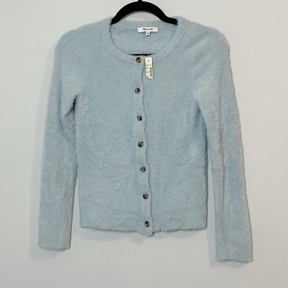 Madewell Hewitt Fuzzy Blue Cardigan